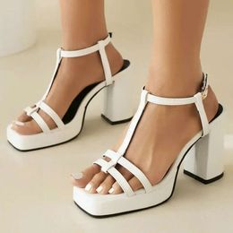 Black s Open Sandals White Summer Plain Toe T Strap Designer Women Classic Shoes Modern Block High Heels Platform 177 Sandal Deigner Cla fc5 ic Shoe Heel