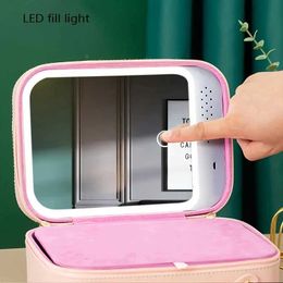 Cosmetic Bags Smart LED Makeup Box with Mirror Travel Makeup Bag Large Capacity Womens Beauty and Skincare Products Womens Makeup Box G240529