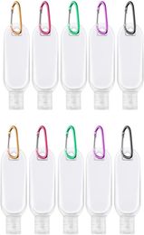 10PCS 50ml Refillable Bottles with Hook Travel Keychain Bottles Hand Sanitizer Containers Empty Squeeze ContainersRandom Color H9463740