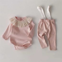 Clothing Sets 2 Pcs Newborn Baby Girl Clothes Infant Outfits Autumn Spring Romper + Overall Pants H240530 CHGE