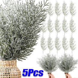 Party Decoration 1/5Pcs Artificial Pine Needles Branches Christmas Tree Green Leaves Fake Stems DIY Garland Garden Home