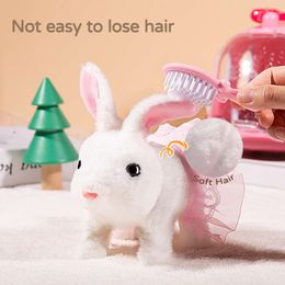 Children Plush Cute Rabbit Kids Electronic With Sound Animal DIY Change Clothes Game Walking Moving Pet Toys For 3 Years