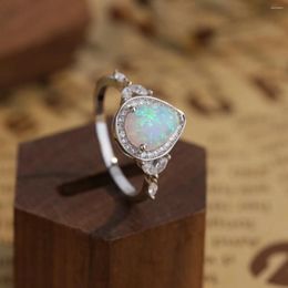 Cluster Rings Product S925 Silver Zircon White Aobao Water Droplet Micro Set Diamond Ring Fashion