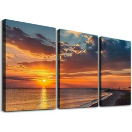 Screen Sunset Artwork Natural Priseery Poster для спальни плакат декоративная живопись Canvas стена искусство гостиная плакаты спальни живопись 12''x16'''x3 панели