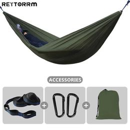 Hammocks 260x140cm Lightweight Nylon Hammock With Tree Strap Parachute Sleeping Bed One to Double Person for Camping Outdoor H240530