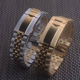 20mm Stainless Steel Silver Watch Bracelet Solid Screw Links Curved End for Dateadjust Oysterflex 2872