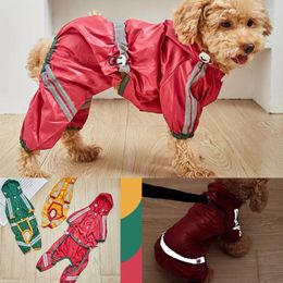 Dog Apparel Pet Reflective Strip Raincoat With Snap Buttons And Adjustable Elastic Buckle.Keep Your Dry Stylish All Year Round!