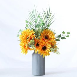 Decorative Flowers & Wreaths 1 Bouquet DIY Faux Silk Artificial Flower Easy To Maintain Delicately Cut Fake Sunflower Home Festival Wed 275v
