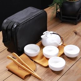Customise Chinese Kung Fu Tea Set Ceramic Portable Teapot Set Outdoor Travel Gaiwan Tea Cups of Tea Ceremony Teacup Fine Gift