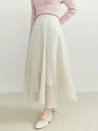 Skirts DUSHU Irregular Skirt Slim A-line Covers The Hips For Spring 2024 Beige Black Women 2481239