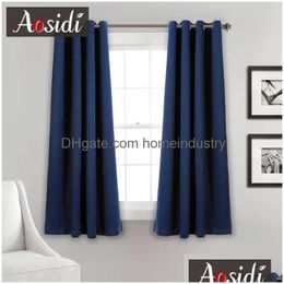 Curtain Solid Blackout Short For Window Living Roomroom Kitchen Small Drapes Shading Blinds Cortinas Rideaux 230619 Drop Delivery Dhrbv