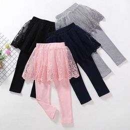 Spring Autumn Girls Leggings Cotton Lace Princess Skirt-pants Children Bottoms Slim Skirt Trousers Kids Clothes 1-6Y L2405