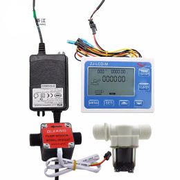 OF05ZAT G1/2 DN15 Diesel Gasoline Gear Flow Metre Counter Indicator Sensor + Liquid Fuel Oil Flow Metre LCD Display with Adapter