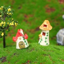 Garden Decorations Creative Mini House Statue Cute Rural Red Yellow Tile Miniature Delicate Micro Landscape Ornaments