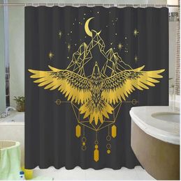 Shower Curtains Vintage Boho Sun Moon Curtain Black White Chic Mystic Universe Starry Sky Polyester Waterproof Home Bathroom Decor