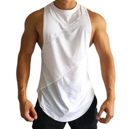 Bodybuilding Sporty Tank Tops Men Gym Fitness Workout Sleeveless Shirt Male Stringer Singlets Summer Casual Loose Undershirt 240530