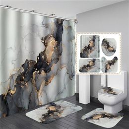 Shower Curtains 3D Print Elegant Oil Painting Curtain Waterproof In The Bathroom With Hook Set Soft Bath Mat Toilet Carpet Rugs 239D