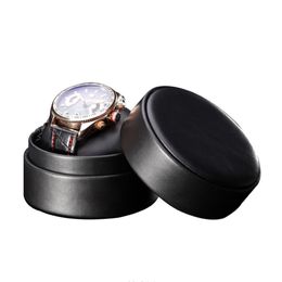 Black Leather Watch Storage Boxes Case Single Organizer Case New Brand Roll Watch Gift 252J