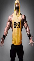 Januarysnow Brand Gym Clothing Fitness Men Cotton Tanktop with hooded Mens Bodybuilding Stringers Tank Tops workout Singlet Sleeve1146663