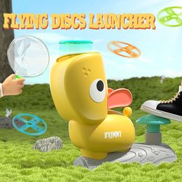 Flying Discs Launcher Kids Outdoor Game Feet-Mounted Flying Toy Puzzle Interactive Garden Sports Toy for Children
