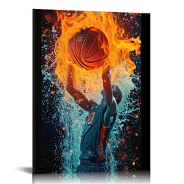 Basketball Motivational Poster Art Prints Positive Quotes Wall Decor Modern Inspirational Canvas Painting Poster Picture Decoration for Living Room Framed