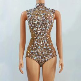 Stage Wear Full Rhinestones Bodysuit Sexy Gogo Dance Costumes Women Party Jazz Clothing Bar Nightclub Dj Prom Outfit XS7107