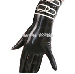 new Rushed exotic Costume Sexy Women Latex Gloves Fetish 100 Handmade Short With Buckles 2010226034669
