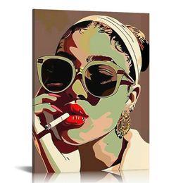 Black Woman Art Printing,Boho Black Girl Art Poster,Fashionable Black Girls'Salon Canvases Art,African American Wall Art for Home Offic Decoration Set of