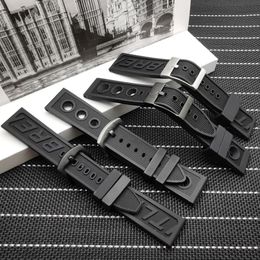 Top quality Silicone Rubber thick Watch band 22mm 24mm Black Watch Strap For navitimer avenger Breitling 263w