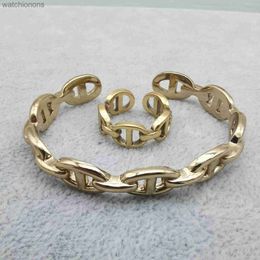 10A Luxury hremms gold bangles Precision High Quality Letter Bracelet Open Set Diamond Bracelet Ring Series