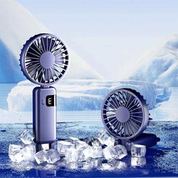 Fans USB Handheld Mini Fan Foldable Portable Neck Hanging Fans 5 Speed USB Rechargeable Fan with Phone Stand and Display Screen ERPC