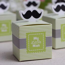 100pcs My little Man Cute Moustache Baby Shower Favours boxes and bags baby shower souvenirs wedding gifts for guests 240530