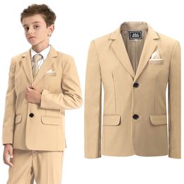 Kids Blazer Boys Easter Outfit Wedding Suit Formal Solid Jacket Teenager Gentleman Birthday Party Gift Performance Clothing Set 240531