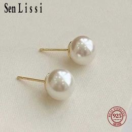 Charm Senlissi- Wholesale 4-14mm Freshwater White Pearl and 925 Sterling Silver Stud Earrings for Women Jewellery GiftsL4531