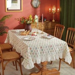 Table Cloth French Party Rectangular TableCloth Hotel Dormitory Ruffle Edge Table Cloth Printed Table Linen Kitchen Decor 240531