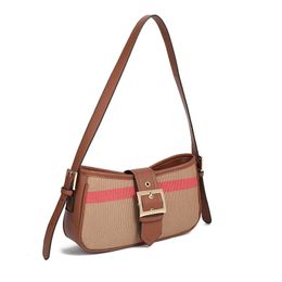 New Women's Bag Fashionable and Minimalist Contrast Color Shoulder Bag Handbag European and American Retro Square Button Stick Bag Underarm Bag