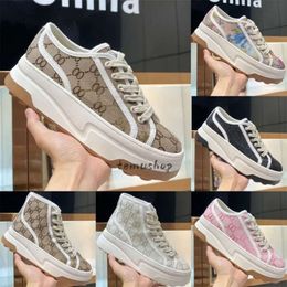 Designer Luxury Trims Fabric thick-soled Casual Shoes Women Casual Shoes high top Letter High-quality Sneaker Italy 1977 Beige Ebony Canvas Tennis Shoe size 35--45 38
