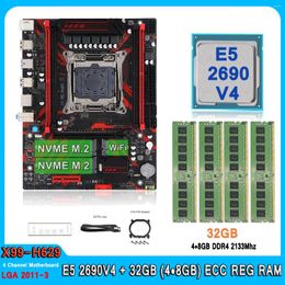Motherboards X99 Motherboard Kit XEON LGA2011-3 Set E5 2690 V4 With 32GB(4 8GB) DDR4 2133MHz RAM Combo Four Channel 2690V4