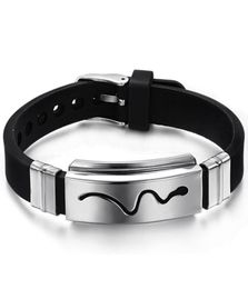 Silicone Bracelet Silica Gel Boys Bracelet Cuff Bangles For Men 316L Stainless Steel Bangles Pattern6734102