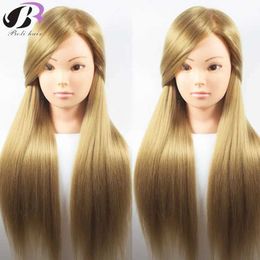 Mannequin Heads Boli Best 65CM 100% High Temperature Fibre Blonde Hair Training Head Hairdressing Practise Training Mannequin Doll Head For Sale Q240530
