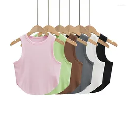 Women's Tanks White Tank Tops Women 2024 Summer Fashion Vintage Clothes Cute Pink Sexy Black Crop Top Causal Green Ribbed