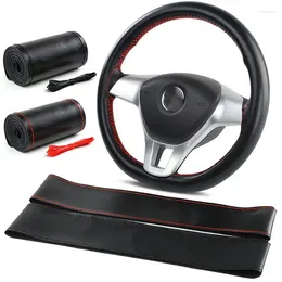 Steering Wheel Covers Car Cover Needles And Braid Thread Artificial Leather Suite 2 Color DIY Texture Soft Auto Accessories