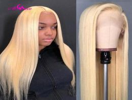 Transparent 613 Honey Blonde 13x4 Lace Frontal Wigs Pre Plucked Colourful Brazilian Straight Human Hair Lace Frontal Wigs66358957797922