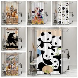 Shower Curtains Wild Animals Abstract Pattern Curtain Waterproof Polyester Bath Bathroom Bathtub Decoration Home Decor With Hooks