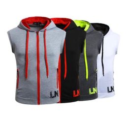 Men039s Solid Sleeveless Hoodies Cotton Casual Hoodied Tank Top with Cap Hoodies Sweatshirts Street T Shirt for Female2733530