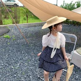 Clothing Sets Girls Summer Set 2024 Solid Color Shirt And Dot Skirt Lightweight Two Pieces Casual Comfortable Childrens