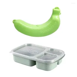 Dinnerware Banana Box Portable Division Storage Grade Wheat Straw Lunch Box/insulation Barrel/insulation Pot Square Snack