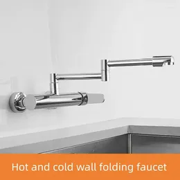 Kitchen Faucets Foldable Faucet Wall Mounted Sink Taps Black/Silver Finish Kichen Tap Sigle Handle Brass 360 Rotate Nozzle Mixer