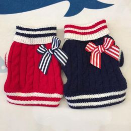 Dog Apparel Small Cat Knited Sweater Jumper With Bow Design Puppy Hoodie Winter Warm Clothes