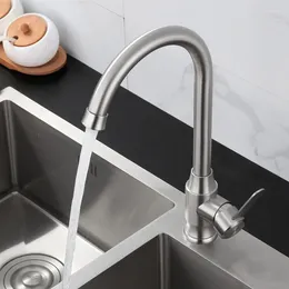 Kitchen Faucets 304 Stainless Steel Faucet Brushed Cold And Water Saving Taps Mixer Washbasin Tap Sink